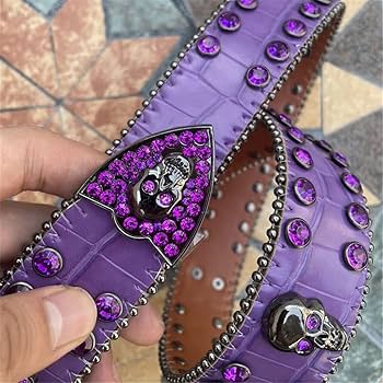 Mkjuuior Purple Crystal Studded Diamond Belt Vintage Western